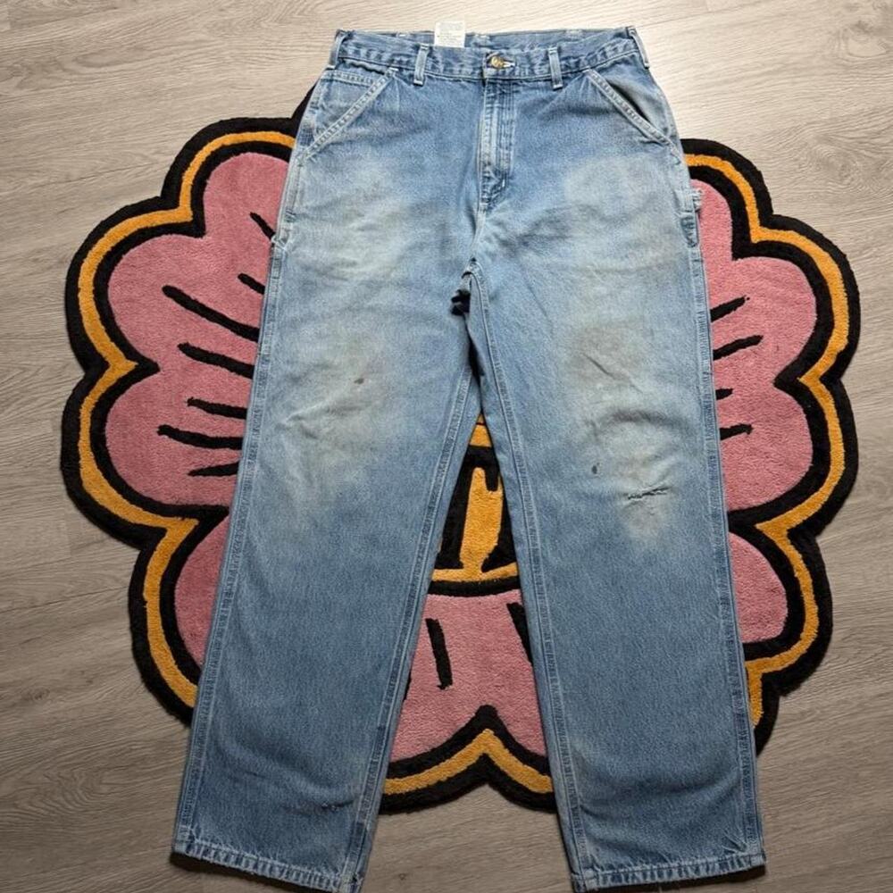 Carhartt Original Dungaree Fit Distressed Wash Carpenter Denim Work Jeans 33x32